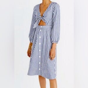NWT! Madewell Shimmer Striped Midi Dress with Cutouts and Pockets, Size 4